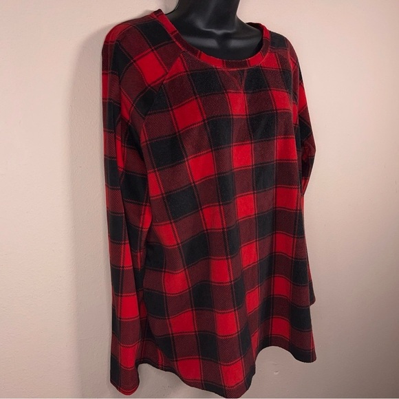 XL SONOMA RED BLACK FLEECE PLAID FLANNEL CASUAL COZY LONG SLEEVE WOMENS - Picture 5 of 12
